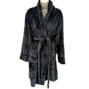 Maison & Jardin Womens Plush  Dark Gray Soft & Cozy Robe One Size Fits Most